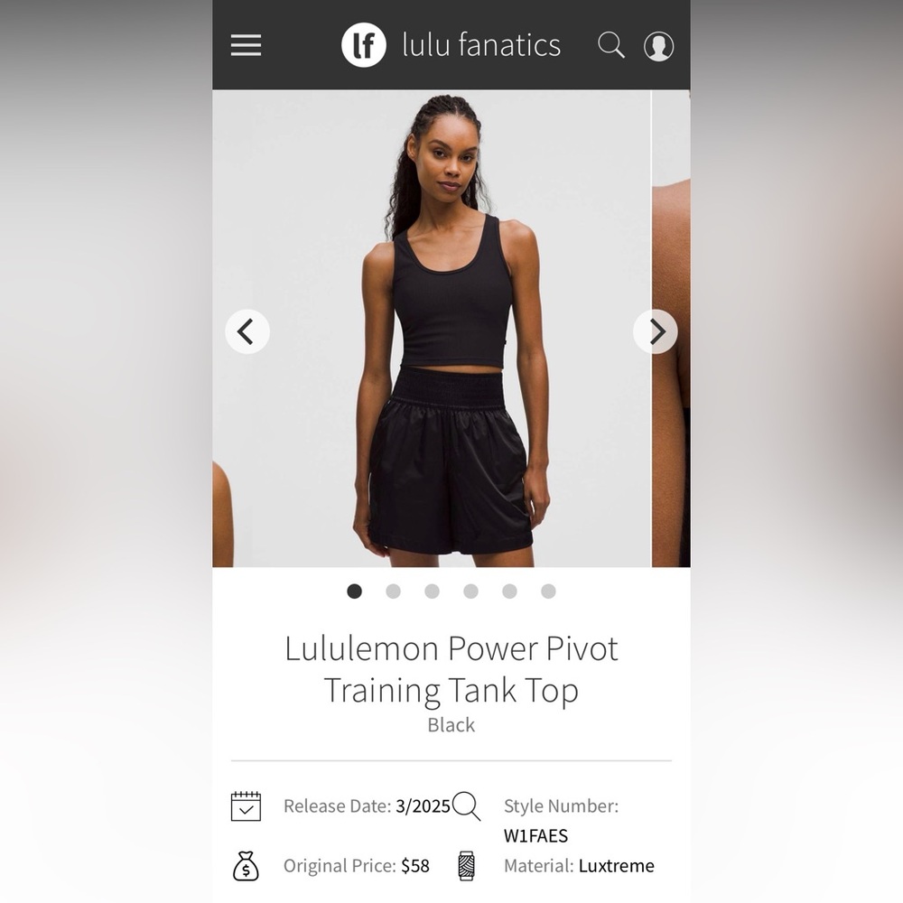lululemon athletica Black Crop Top
